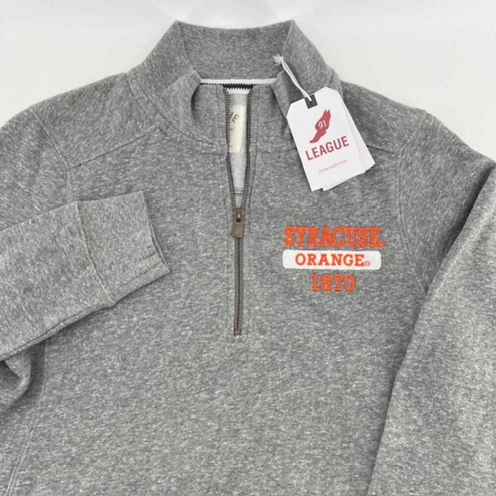 NEW League Collegiate Wear Heather Gray Syracuse Quarter Zip Sweatshirt Mens S